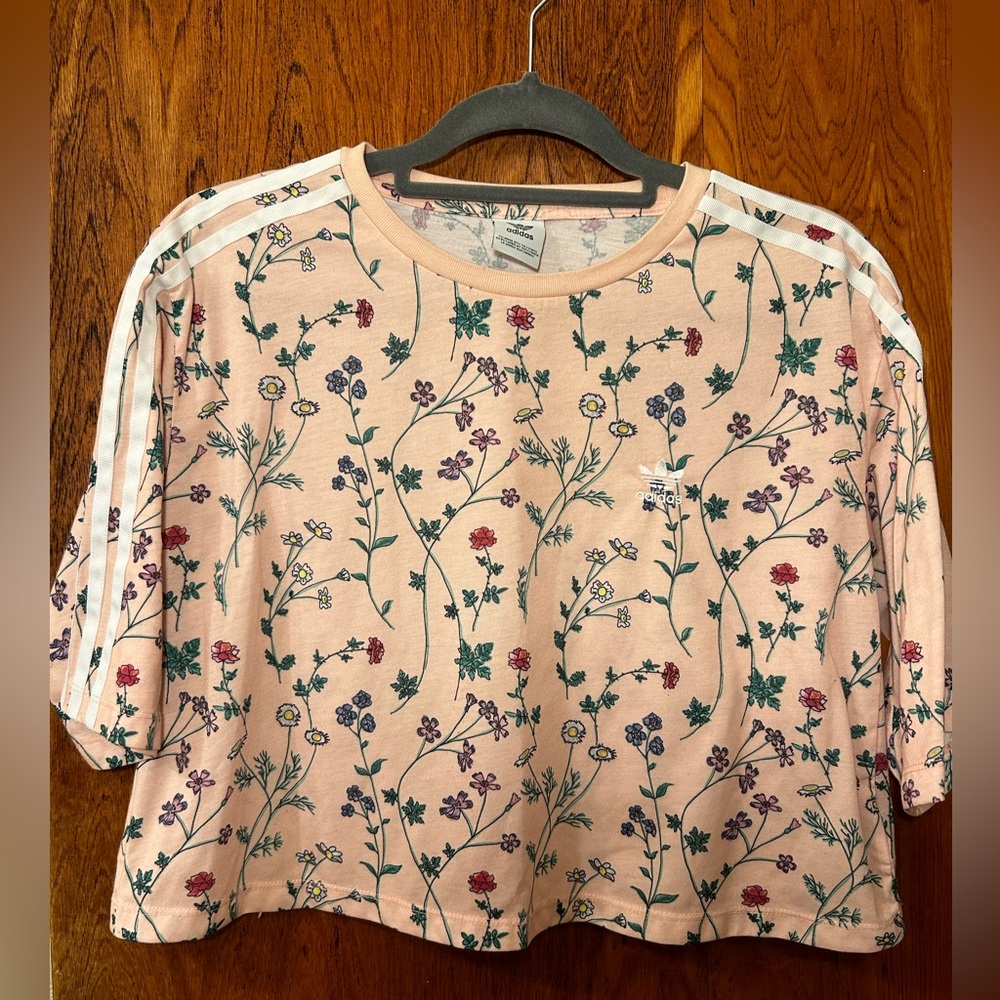 adidas floral crop top